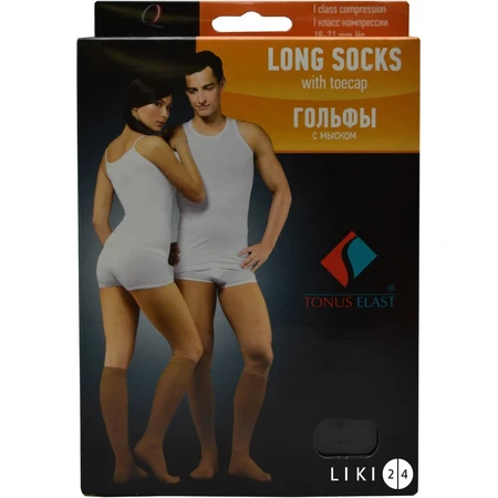 Гольфы Tonus Elast 0401 Lux (18-21 мм рт.ст.) компрессионные с мыском, размер 2, 1 рост, черный: цены и характеристики