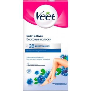 Воскові смужки для депіляції Veet для чутливої шкіри 12 шт