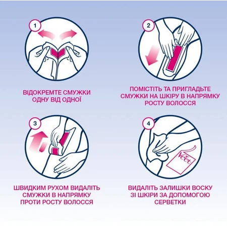 Воскові смужки для депіляції Veet для чутливої шкіри 12 шт: ціни та характеристики