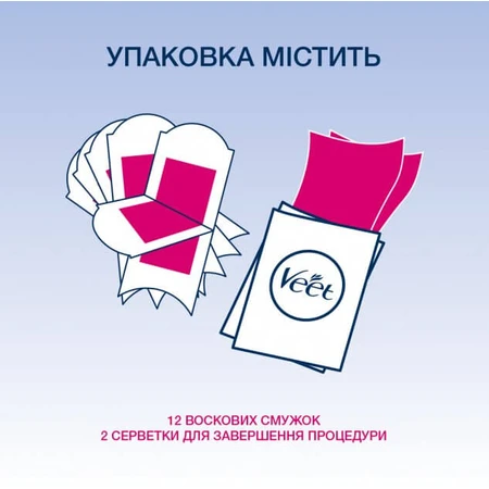 Воскові смужки для депіляції Veet для чутливої шкіри 12 шт: ціни та характеристики