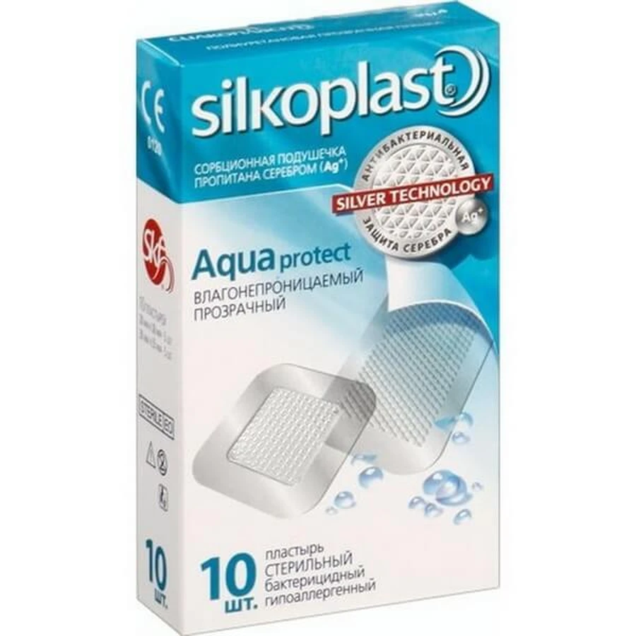 Пластир медичний silkoplast aquaprotect стерильний бактерицидний гіпоалергенний вологонепроникний прозорий №10: ціни та характеристики