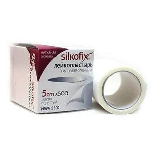 Пластыри медицинские фиксирующие silkofix 5 см х 500 см, гипоаллерг., на неткан. осн.
