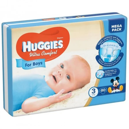 Подгузники Huggies Ultra Comfort для мальчиков размер 3, 5-9 кг 80 шт: цены и характеристики