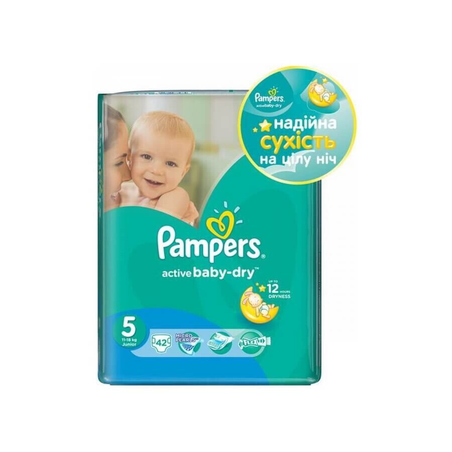 Подгузники Pampers Active Baby-Dry Junior 5 11-18 кг 42 шт: цены и характеристики