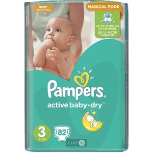 Подгузники Pampers Active Baby Dry 3 Midi 82 шт