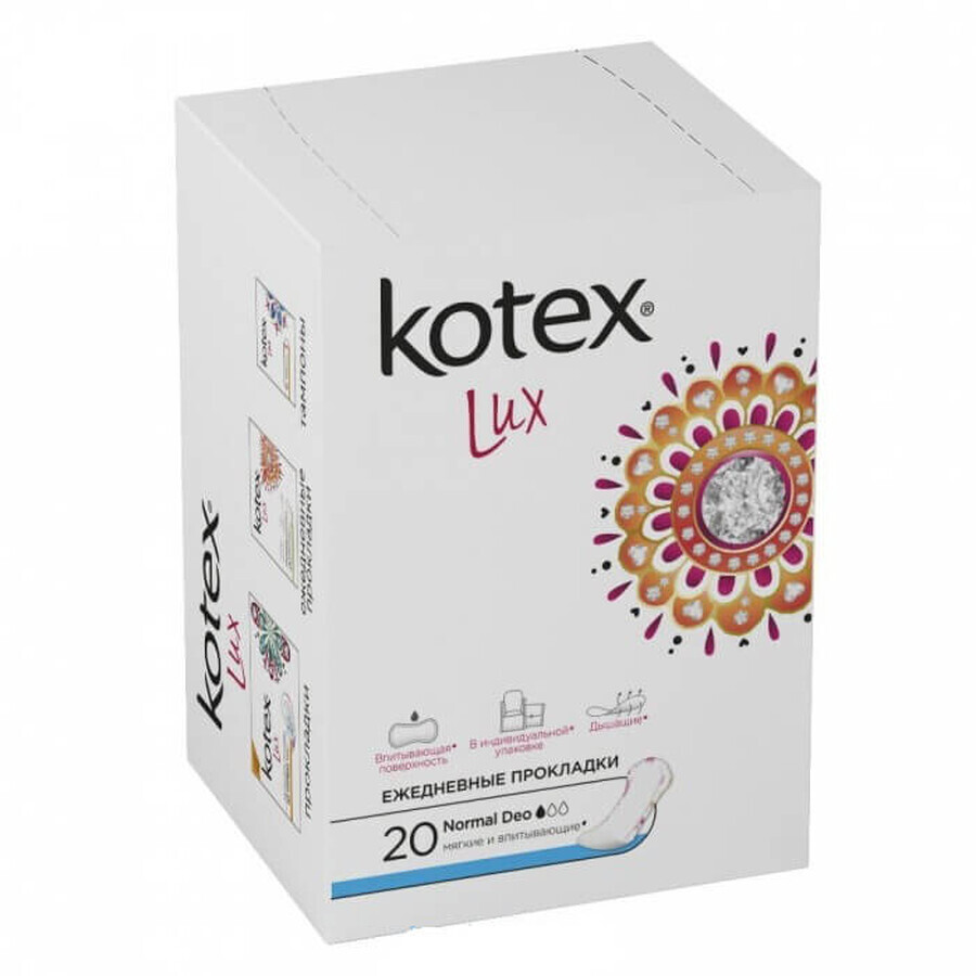 Прокладки ежедневные Kotex Lux Normal Deo с ароматом алоэ вера №20: цены и характеристики