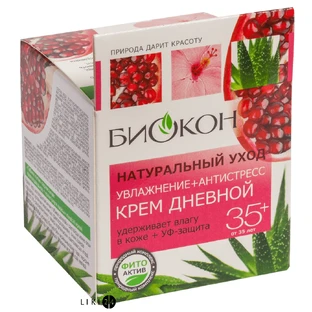 Крем для обличчя Біокон Денний Натуральний догляд 35+,  Зволоження + антистрес, 50 ​​мл