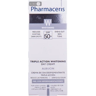 Крем для обличчя Pharmaceris Albucin SPF-50 + Догляд за шкірою з пігментними плямами Денний з осветляющим комплексом потрійної дії, 30 мл