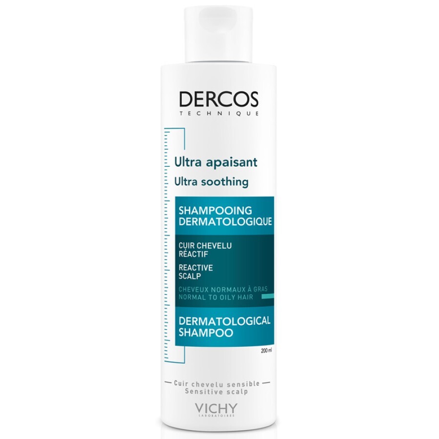 Шампунь Vichy Dercos Дерматологічний Заспокійливий шампунь для чутливої ​​шкіри голови для нормального і жирного волосся, 200 мл: ціни та характеристики