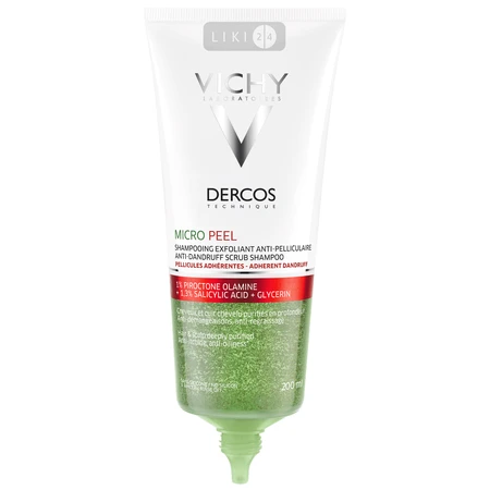 Шампунь Vichy Dercos Micro-Peel Глубокого очищения против стойкой перхоти, 200 мл: цены и характеристики