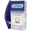 Презервативи латексні з силіконовою змазкою CONTEX Extra Sensation з крупними крапками та ребрами, 12 шт.