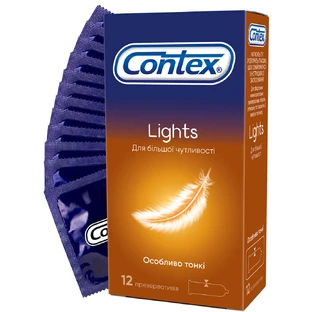 Презервативи латексні з силіконовою змазкою CONTEX Lights особливо тонкі, 12 шт.