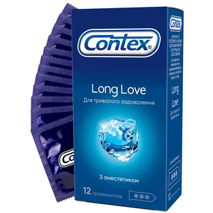 Презервативи латексні з силіконовою змазкою CONTEX Long Love з анестетиком, 12 шт.