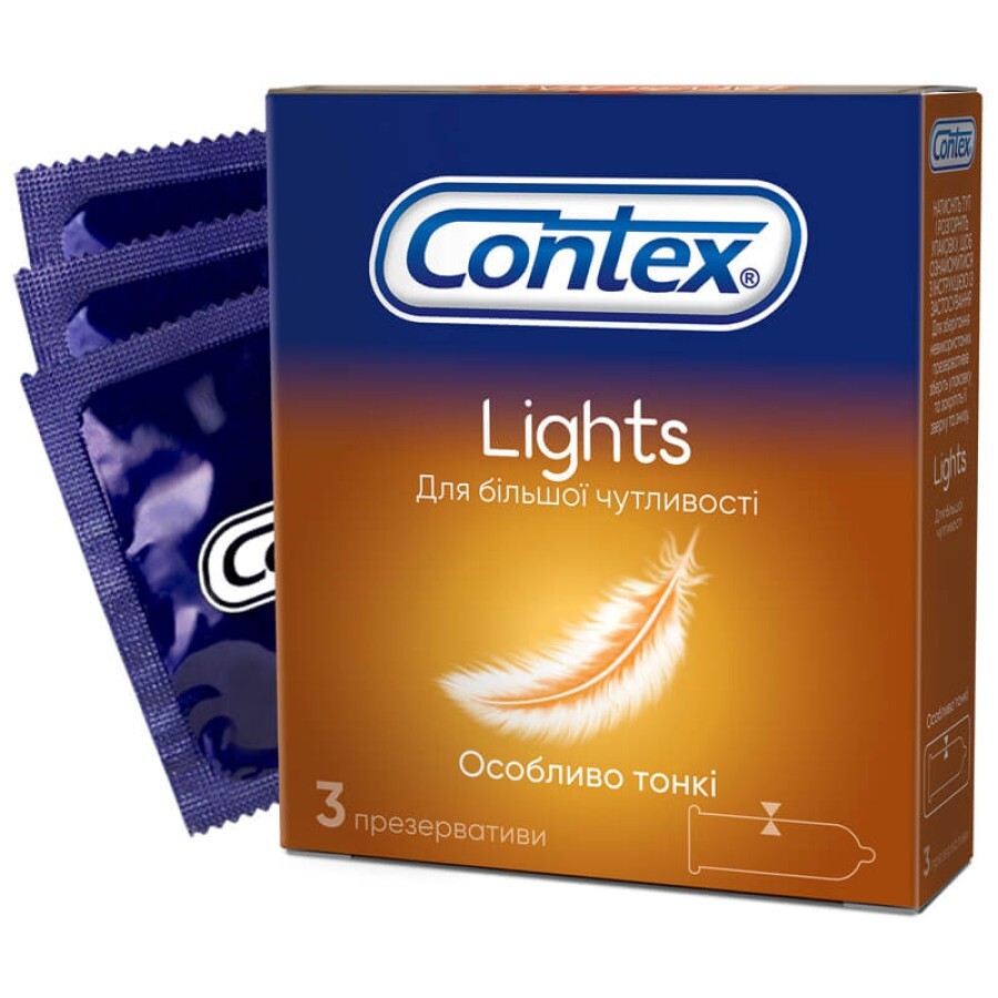 Презервативи латексні з силіконовою змазкою CONTEX Lights особливо тонкі, 3 шт.  відгуки