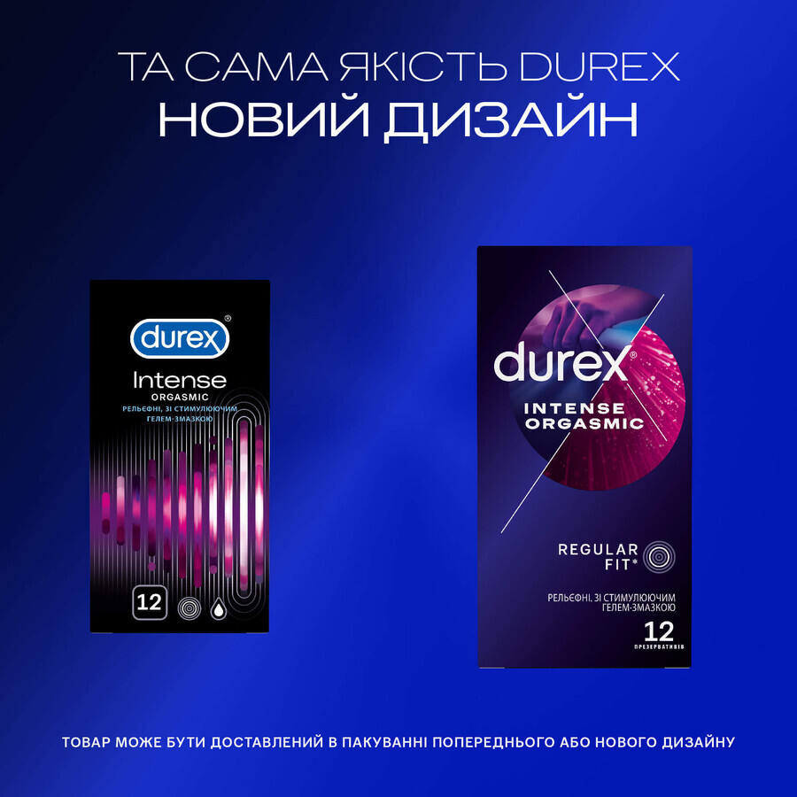 Презервативы латексные с силиконовой смазкой DUREX Intense Orgasmic рельефные, со стимулирующим гелем-смазкой, 12 шт.: цены и характеристики