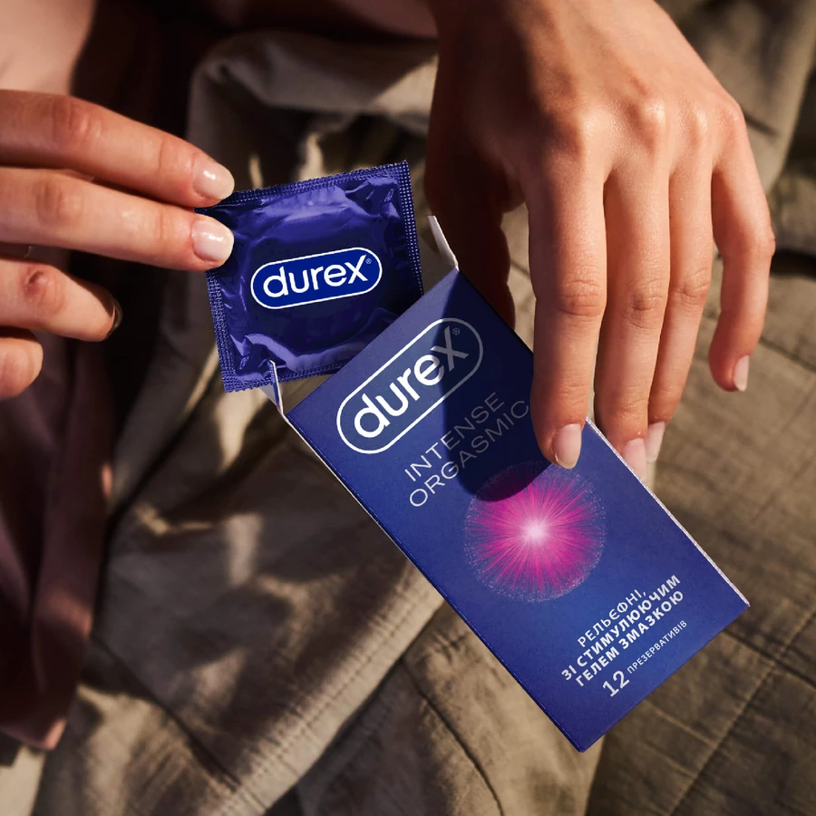 Презервативы латексные с силиконовой смазкой DUREX® Intense Orgasmic (рельефные, со стимулирующим гелем-смазкой), 12 шт.: цены и характеристики