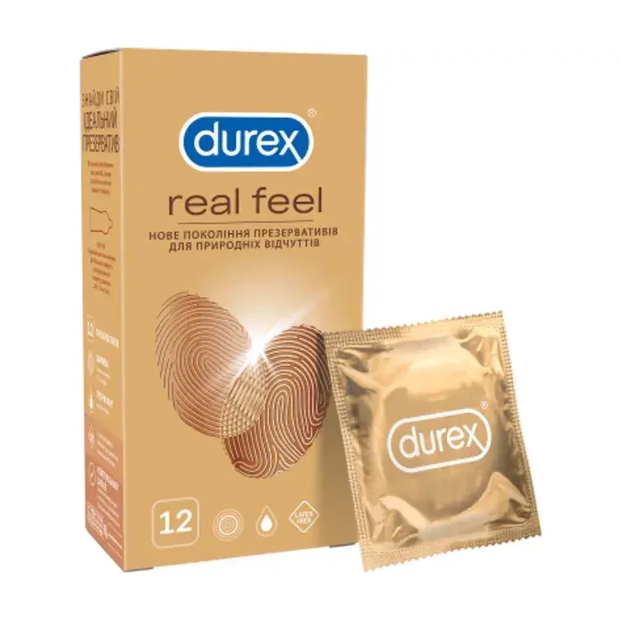 Презервативы из синтетического латекса с силиконовой смазкой DUREX Real Feel (натуральные ощущения), 12 шт. (безлатексные): цены и характеристики