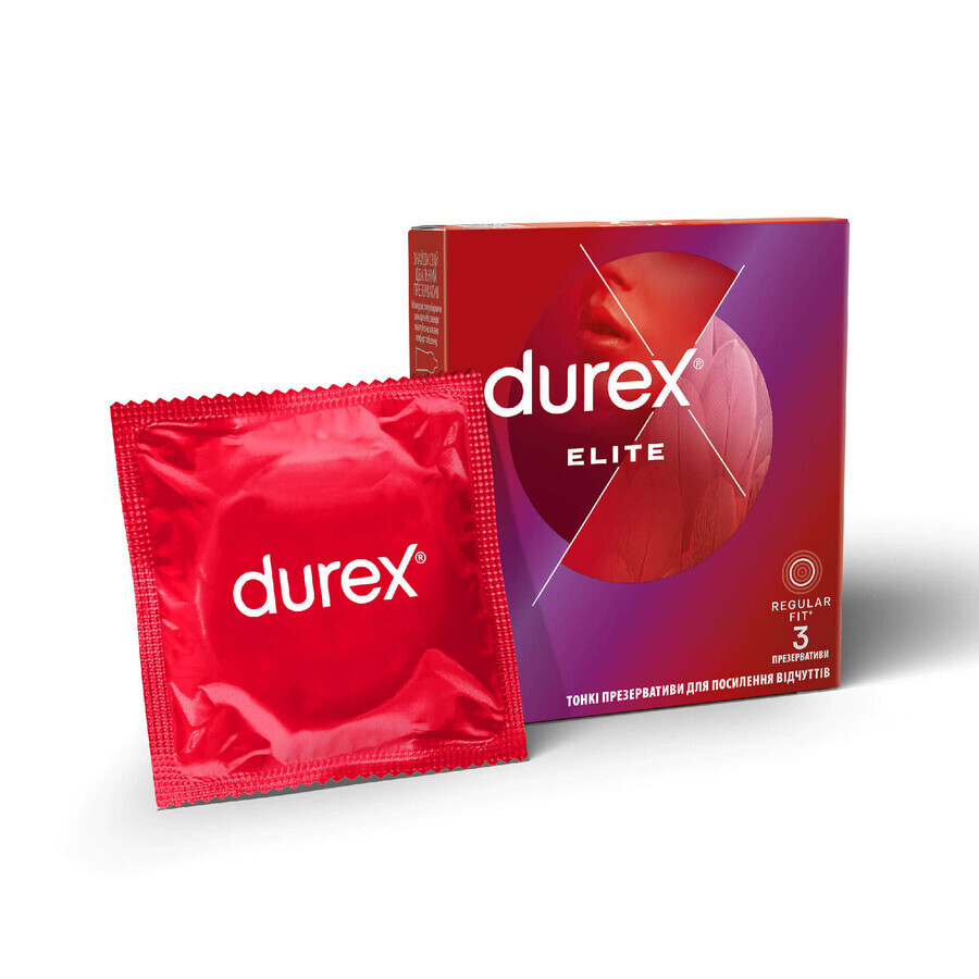 DUREX Elite (особливо тонкі) презервативи латексні з силіконовою змазкою,  3 шт.