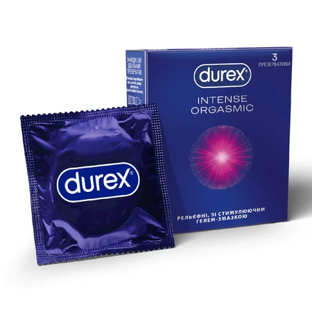 Презервативы латексные с силиконовой смазкой DUREX® Intense Orgasmic (рельефные, со стимулирующим гелем-смазкой), 3 шт.: цены и характеристики