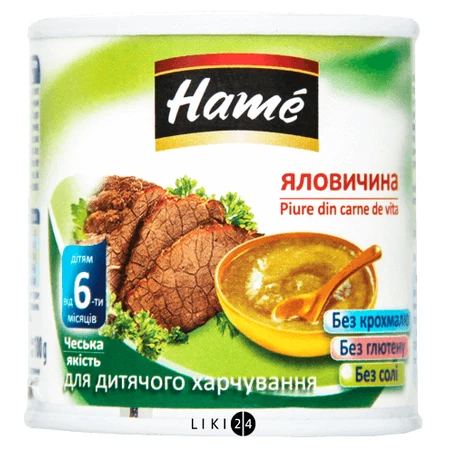Мясное пюре Hame Говядина с 6 месяцев, 100 г: цены и характеристики