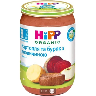 Органическое пюре НіРР Картофель и свекла с говядиной, 220 г