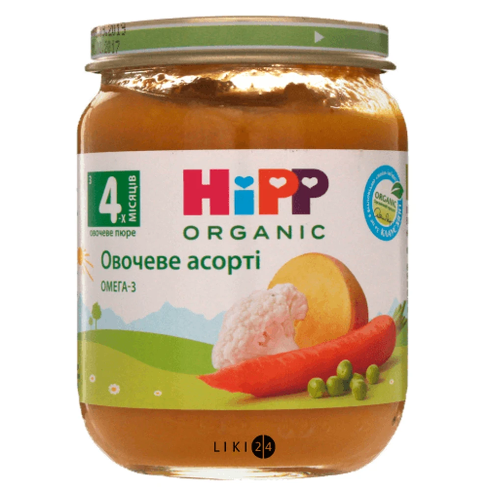 Пюре HiPP Овочеве асорті, 125 г: ціни та характеристики