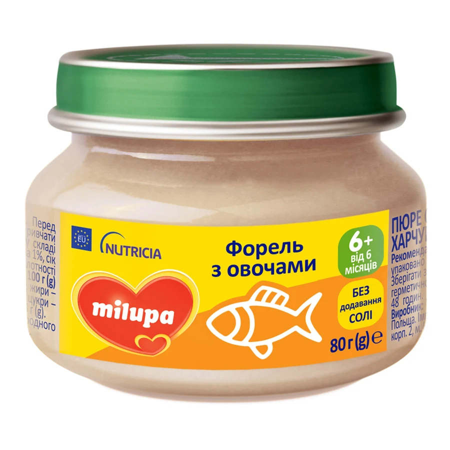 Пюре рыбно-овощное Нутриция Milupa Форель с овощами для детского питания от 6 месяцев 80 г: цены и характеристики