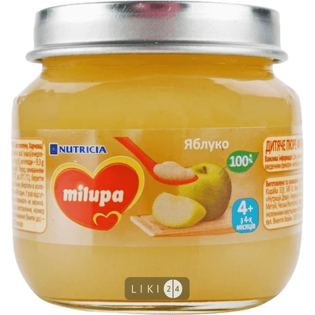 Пюре дитяче фруктове Milupa Яблуко з 4 міс. 100 г: ціни та характеристики