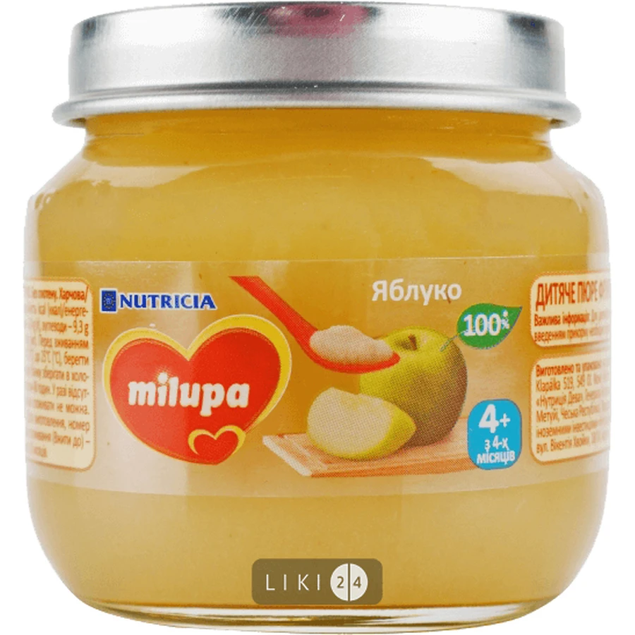 Пюре дитяче фруктове Milupa Яблуко з 4 міс. 100 г: ціни та характеристики