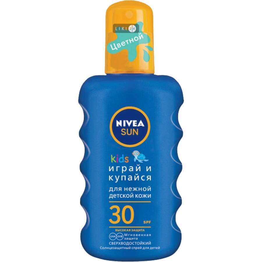 Спрей Nivea Sun Грай та купайся SPF 30 сонцезахисний дитячий надводостійкий 200 мл: ціни та характеристики