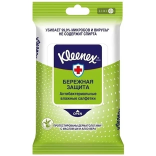 Детские влажные салфетки kleenex protect (antibacterial)  №10