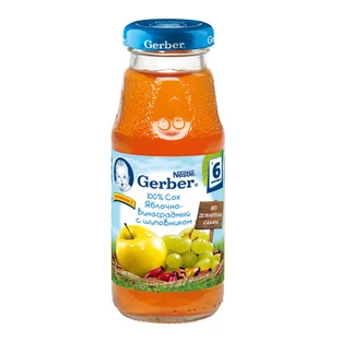 Сік яблучно-виноградний з шипшиною Gerber світлий без додавання цукру з 5 місяців 175 мл