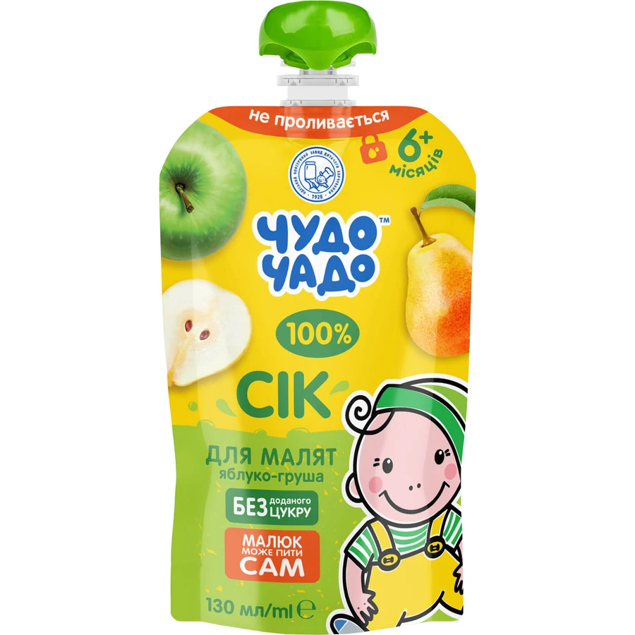 Сік дитячий Чудо-Чадо яблучно-грушевий з м'якоттю без цукру з 6 місяців 130 мл: ціни та характеристики