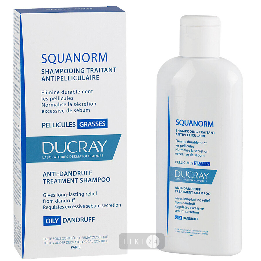 Шампунь Ducray Squanorm Проти жирної лупи, 200 мл: ціни та характеристики