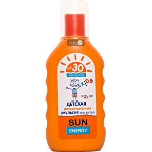 Емульсія для засмаги Sun Energy Гіпоалергенна для дітей SPF-30 + 150 мл