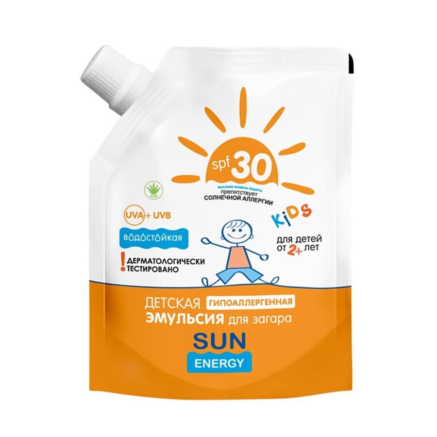 Эмульсия для загара Sun Energy Гипоаллергенная для детей SPF-30+ 200 мл дой-пак: цены и характеристики