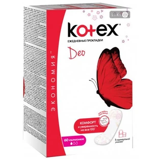 Женские гигиенические ежедневные прокладки kotex super slim  №60