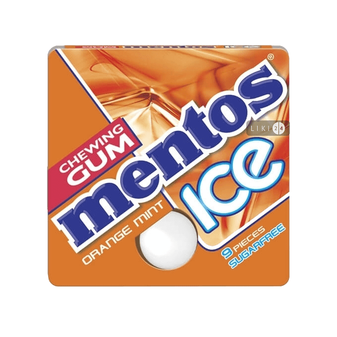 

Жувальна гумка Mentos Chewing Gum Ice без цукру апельсин і м'ята 12.9 г, 12,9 г, апельсин і м'ята