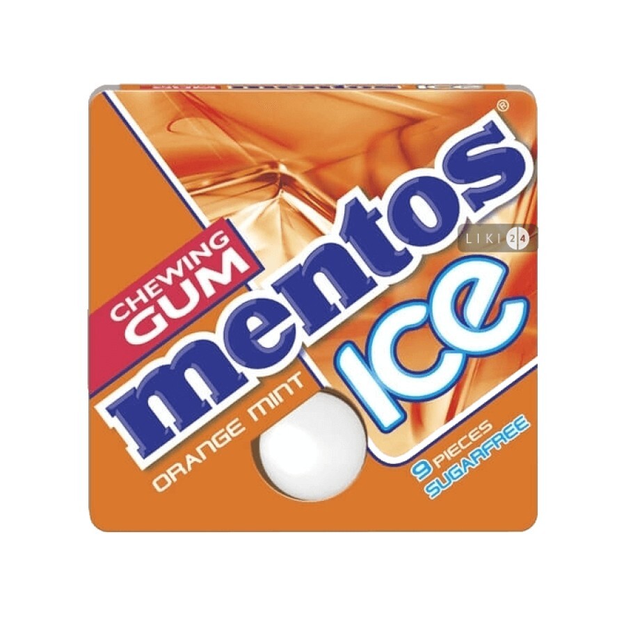 Жевательная резинка Mentos Chewing Gum Ice без сахара апельсин и мята 12.9 г: цены и характеристики