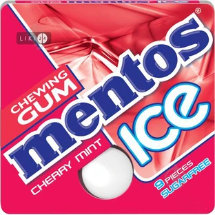 Жевательная резинка Mentos Chewing Gum Ice без сахара вишня и мята 12.9 г