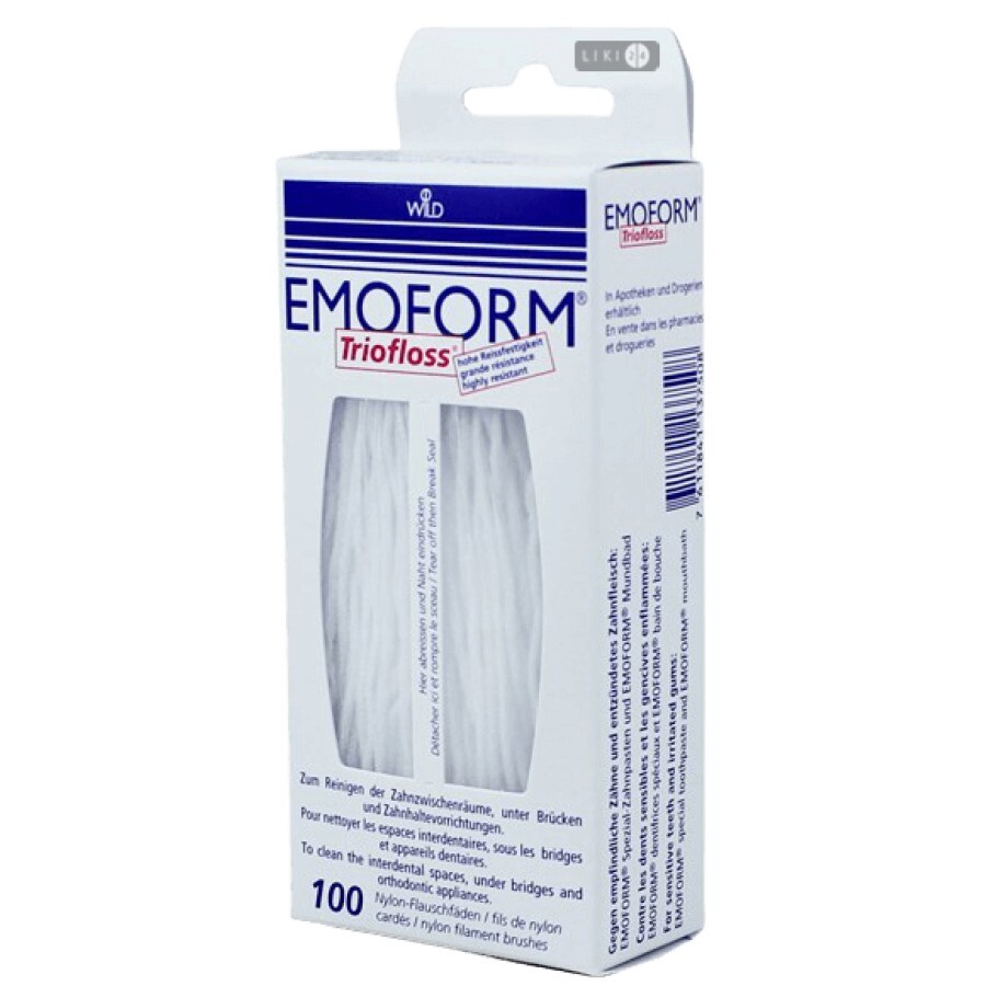 Зубна нитка Dr. Wild Emoform Triofloss, 100 шт.: ціни та характеристики