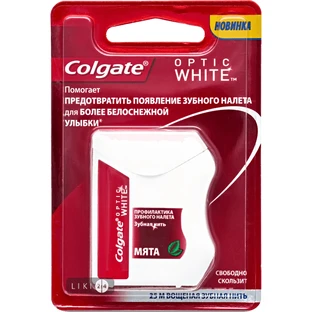 Зубная нить Colgate Optic White отбеливающая, 25 м