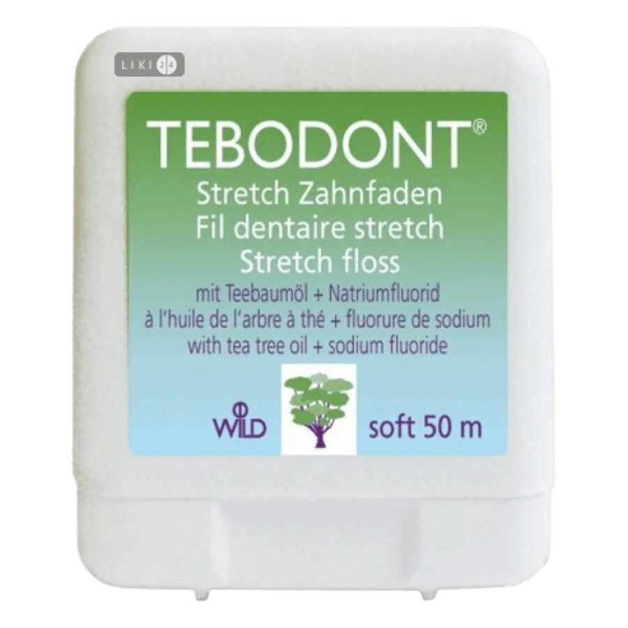 Зубна нитка Dr. Wild Tebodont з олією чайного дерева, 50 м: ціни та характеристики