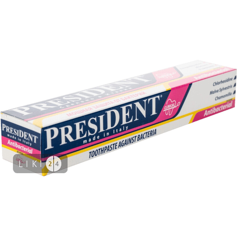 Зубная паста "president clinical" "antibacterial" 75 мл: цены и характеристики