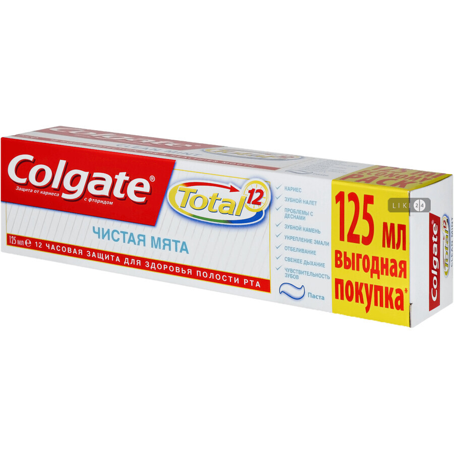Зубна паста Colgate Total 12 Clean Mint Чистий м'ята, 125 мл: ціни та характеристики