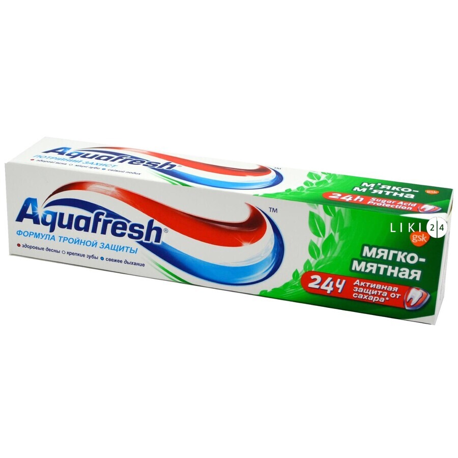 Зубна паста Aquafresh 3 м'яко-м'ятна, 50 мл : ціни та характеристики