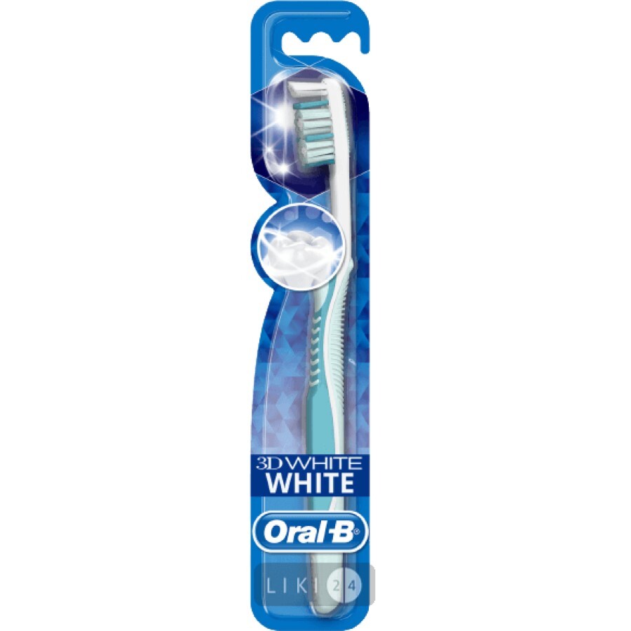 Зубна щітка Oral-B 3D White Відбілювання середньої жорсткості 2 шт: ціни та характеристики