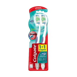 Зубні щітки Colgate 360 середньої жорсткості, 2 шт