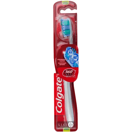 Зубна щітка Colgate 360 ° Optic White відбілююча середньої жорсткості: ціни та характеристики