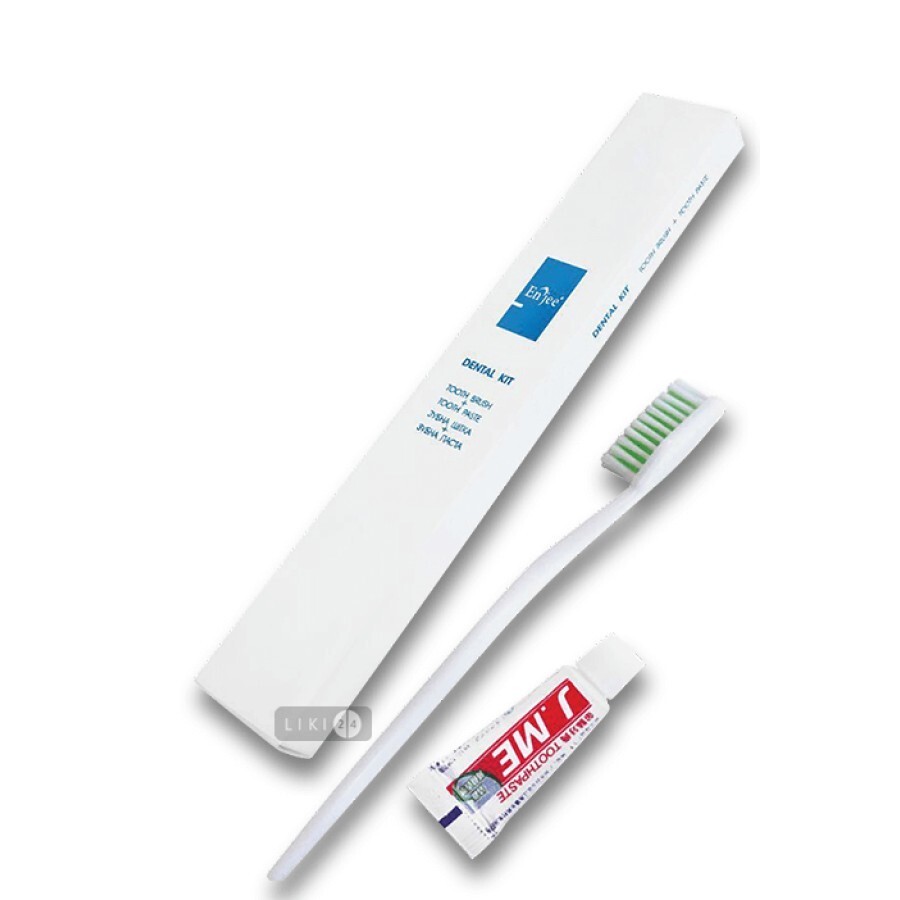 Зубний набір в індивідуальній упаковці ENJEE зубна щітка + зубна паста 3 г: ціни та характеристики